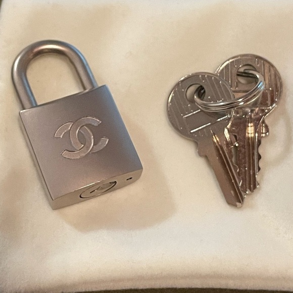Chanel Matte Silver Lock and Two Keys — Very Rare and Hard to Find - Picture 1 of 6